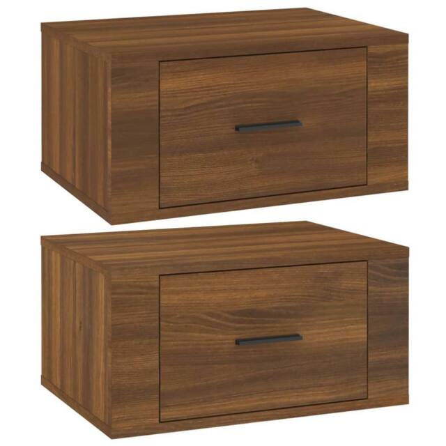 Berkfield Home Wall-mounted Bedside Cabinets 2 pcs Brown Oak 50x36x25 cm - Size: 50 x 36 x 25 cm - image 1