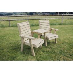 Churnet Valley Garden Furniture Ltd Clover Love Seats with Angled Tray - Minimal Assembly Required in Brown - thumbnail 4