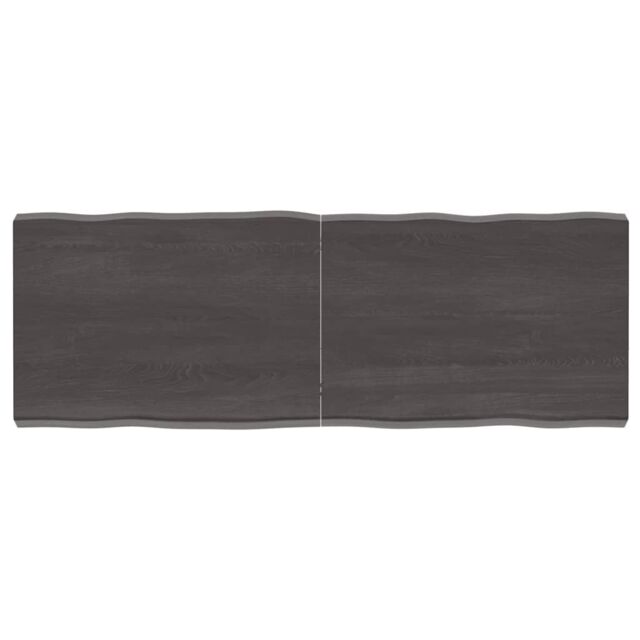 Berkfield Home Table Top Dark Grey 140x50x(2-6) cm Treated Solid Wood Live Edge in Brown - image 1