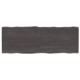 Berkfield Home Table Top Dark Grey 140x50x(2-6) cm Treated Solid Wood Live Edge in Brown - thumbnail 1