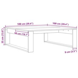Berkfield Home Black Oak Coffee Table - 100x100x35 cm Made from Engineered Wood - Size: 100 x 100 x 35 cm - thumbnail 9