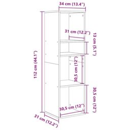 Berkfield Home Book Cabinet Old Wood 34x31x112 cm Engineered Wood in Brown - Size: 34 x 31 x 112 cm - thumbnail 9