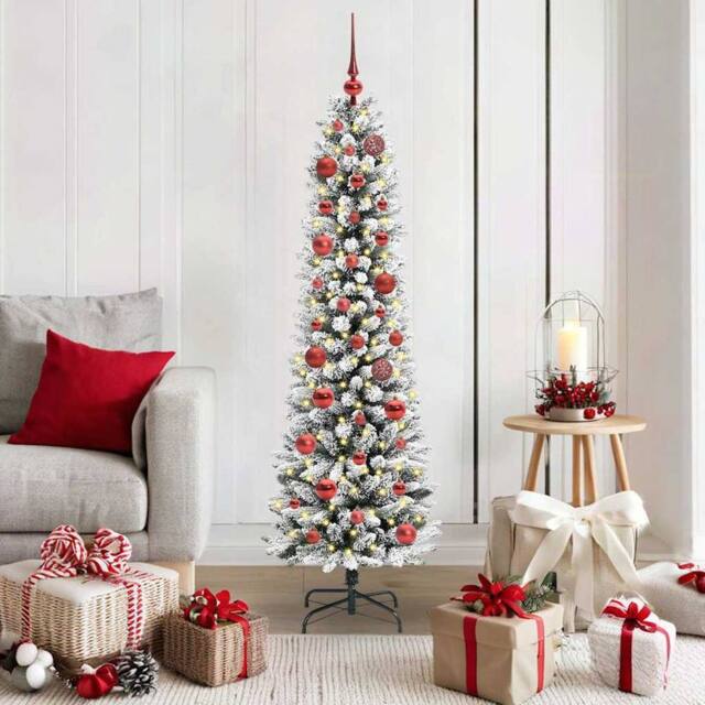 Berkfield Home Artificial Christmas Tree with 150 LEDs Green & white 150 cm - image 1