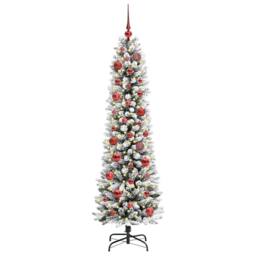 Berkfield Home Artificial Christmas Tree with 150 LEDs Green & white 150 cm - thumbnail 3