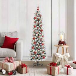 Berkfield Home Artificial Christmas Tree with 150 LEDs Green & white 150 cm - thumbnail 1