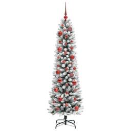 Berkfield Home Artificial Christmas Tree with 150 LEDs Green & white 150 cm - thumbnail 4