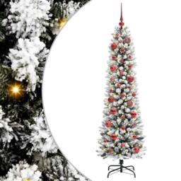 Berkfield Home Artificial Christmas Tree with 150 LEDs Green & white 150 cm - thumbnail 2
