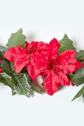 Homescapes Artificial Red Poinsettia Berry Garland, 175 cm - thumbnail 2