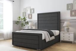 "Sloomy Ashford Dumfries Frame-Mattress - 50"" Upholstered Headboard in Dark Grey - Size: Small Double" - thumbnail 2