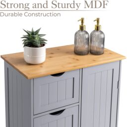 Christow Bathroom Drawer Cabinet Grey Bamboo Freestanding Storage Unit 4 Drawers - thumbnail 3