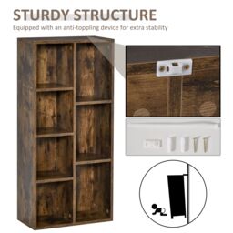 HOMCOM Bookcase Modern Bookshelf Display Cabinet Cube Storage Home Office in Brown - thumbnail 5