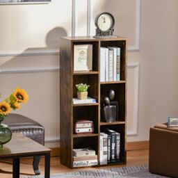 HOMCOM Bookcase Modern Bookshelf Display Cabinet Cube Storage Home Office in Brown - thumbnail 1