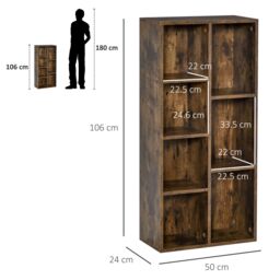 HOMCOM Bookcase Modern Bookshelf Display Cabinet Cube Storage Home Office in Brown - thumbnail 3