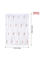 Living and Home 130cm W 2 Panels Leaf Pattern Embroidered Semi-sheer Curtains in White - Size: 100 cm width x 200 cm drop - thumbnail 8