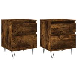 Berkfield Home Bedside Cabinets 2 pcs Smoked Oak 40x35x50 cm Engineered Wood in Brown - Size: 40 x 35 x 50 cm - thumbnail 1