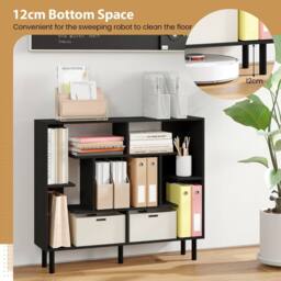 Costway Modern Geometric Bookcase Wooden Open Bookshelf Display Shelves in Black - thumbnail 8