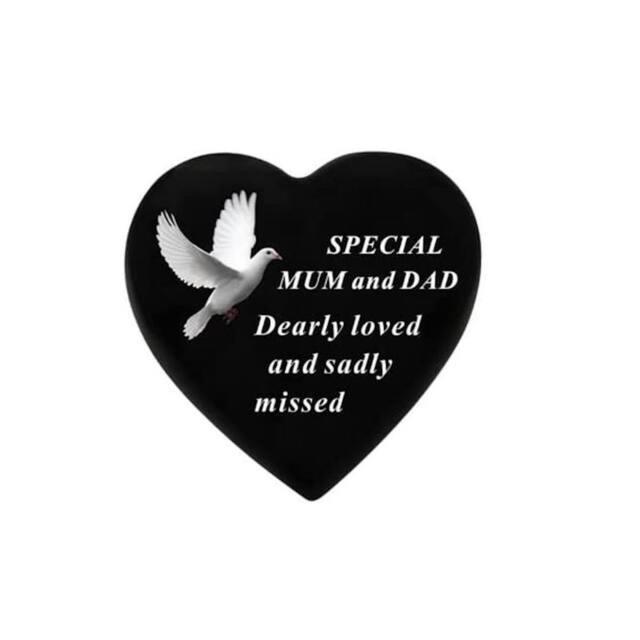 David Fischhoff Black Graveside Memorial Decal Dove Heart Ornament Plaque Mum & Dad - image 1
