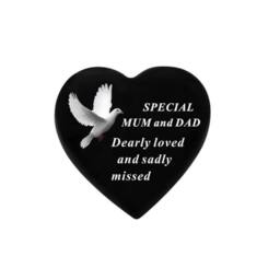 David Fischhoff Black Graveside Memorial Decal Dove Heart Ornament Plaque Mum & Dad - thumbnail 1