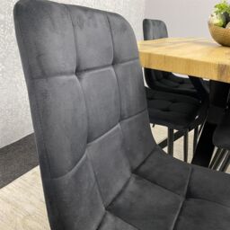 KOSY KOALA Dining Table & 6 Chairs Modern Dining Table Set With 6 Black Velvet Chairs Dining Room Furniture in Brown - thumbnail 3