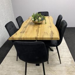 KOSY KOALA Dining Table & 6 Chairs Modern Dining Table Set With 6 Black Velvet Chairs Dining Room Furniture in Brown - thumbnail 7