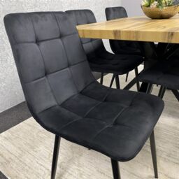 KOSY KOALA Dining Table & 6 Chairs Modern Dining Table Set With 6 Black Velvet Chairs Dining Room Furniture in Brown - thumbnail 2