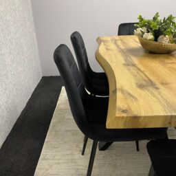 KOSY KOALA Dining Table & 6 Chairs Modern Dining Table Set With 6 Black Velvet Chairs Dining Room Furniture in Brown - thumbnail 6