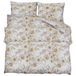 Berkfield Home Duvet Cover Set White & Brown 135x200 cm Cotton - thumbnail 2
