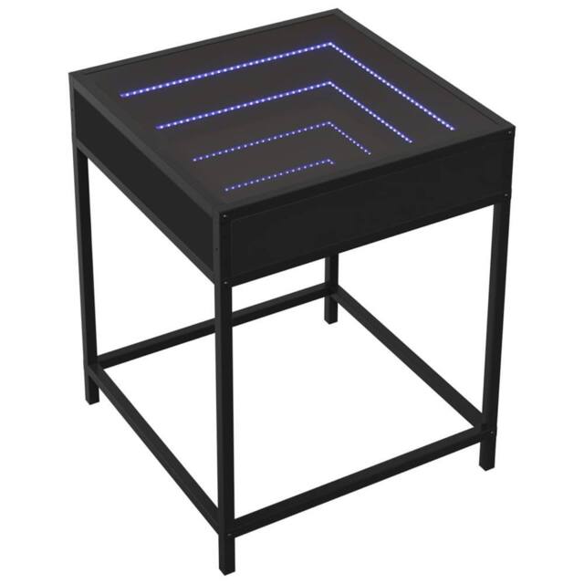 Berkfield Home Decorative Coffee Table with Infinity LED Black 40x40x51 cm - Size: 40 x 40 x 51 cm - image 1