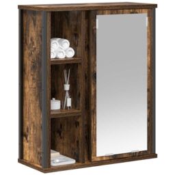 Berkfield Home Bathroom Wall Cabinet with Mirror Smoked Oak 50x21x60 cm in Brown - Size: 50 x 21 x 60 cm - thumbnail 4