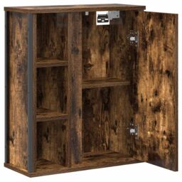 Berkfield Home Bathroom Wall Cabinet with Mirror Smoked Oak 50x21x60 cm in Brown - Size: 50 x 21 x 60 cm - thumbnail 5