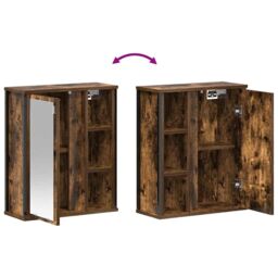 Berkfield Home Bathroom Wall Cabinet with Mirror Smoked Oak 50x21x60 cm in Brown - Size: 50 x 21 x 60 cm - thumbnail 9