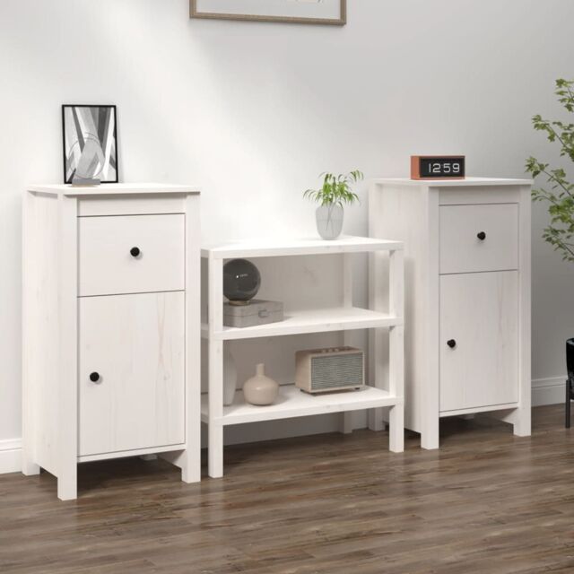 Berkfield Home Sideboards 2 pcs White 40x35x80 cm Solid Wood Pine - Size: 40 x 35 x 80 cm - image 1