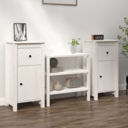 Berkfield Home Sideboards 2 pcs White 40x35x80 cm Solid Wood Pine - Size: 40 x 35 x 80 cm - thumbnail 1