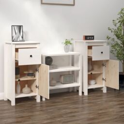 Berkfield Home Sideboards 2 pcs White 40x35x80 cm Solid Wood Pine - Size: 40 x 35 x 80 cm - thumbnail 3