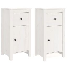Berkfield Home Sideboards 2 pcs White 40x35x80 cm Solid Wood Pine - Size: 40 x 35 x 80 cm - thumbnail 2