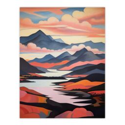 "Wee Blue Coo Wall Art Print Cairngorms Loch Lee October Scotland Living Room - Size: W24"" x H32""" - thumbnail 1