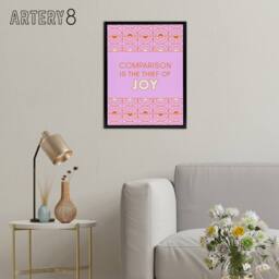 "Artery8 Comparison Is The Thief Of Joy Pink Art Deco Framed Canvas Wall Art - Size: W12"" x H16""" - thumbnail 3