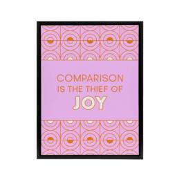 "Artery8 Comparison Is The Thief Of Joy Pink Art Deco Framed Canvas Wall Art - Size: W12"" x H16""" - thumbnail 1