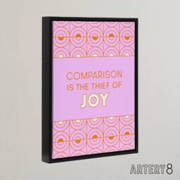 "Artery8 Comparison Is The Thief Of Joy Pink Art Deco Framed Canvas Wall Art - Size: W12"" x H16""" - thumbnail 2