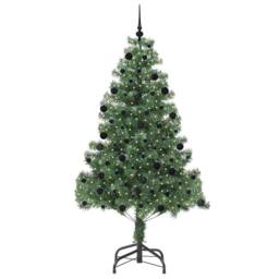 Berkfield Home Lush Christmas Tree with 300 LEDs with Stand Green 210 cm PVC - thumbnail 1