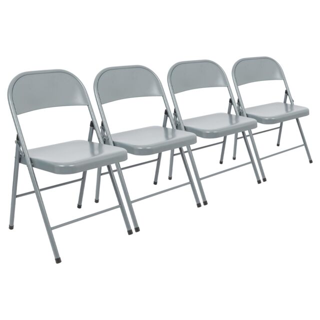 Harbour Housewares Metal Folding Chair - Pack of 4 in Grey - image 1