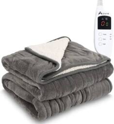 Alivio Sherpa Electric Low Energy Heated Blanket in Grey - Size: 130 cm x 160 cm - thumbnail 1