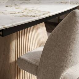 HOME LUXE INTERIOR Monaco Beige Stone Extending Dining Set 6 Maryland Swivel Chairs - thumbnail 5