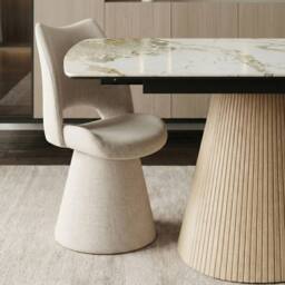 HOME LUXE INTERIOR Monaco Beige Stone Extending Dining Set 6 Maryland Swivel Chairs - thumbnail 8