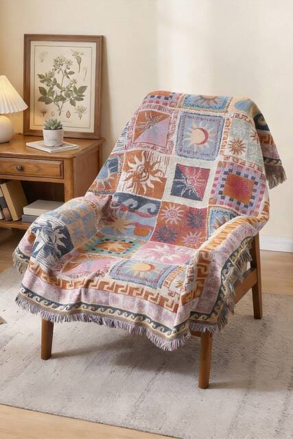 Living and Home Sofa Throw Blanket with Tassels