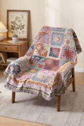 Living and Home Sofa Throw Blanket with Tassels - thumbnail 1