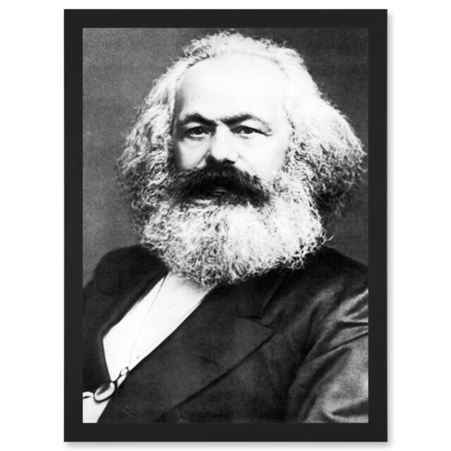 Artery8 Karl Marx Vintage B&W Photo A4 Artwork Framed Wall Art Print in Black - image 1