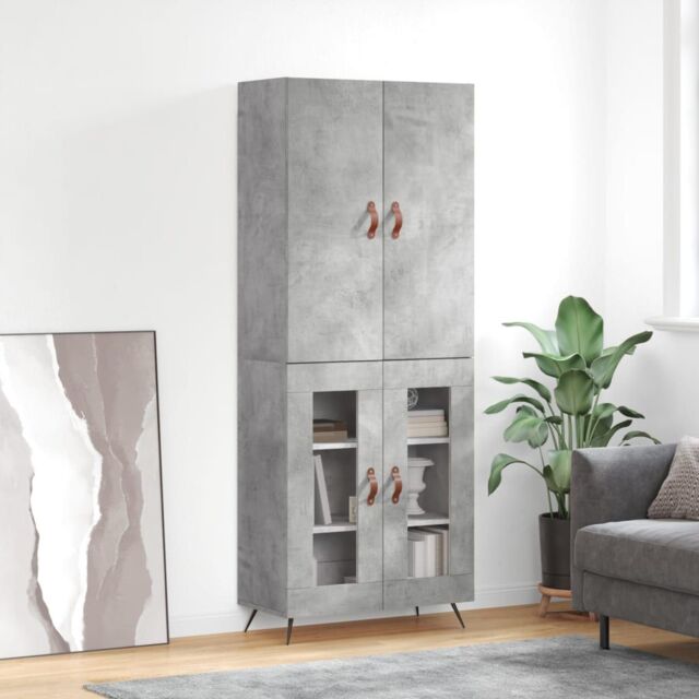 Berkfield Home Highboard Concrete Grey 69.5x34x180 cm Engineered Wood - image 1