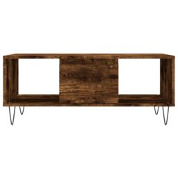 Berkfield Home Coffee Table Smoked Oak 90x50x36.5 cm Engineered Wood in Brown - thumbnail 5