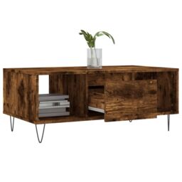 Berkfield Home Coffee Table Smoked Oak 90x50x36.5 cm Engineered Wood in Brown - thumbnail 4